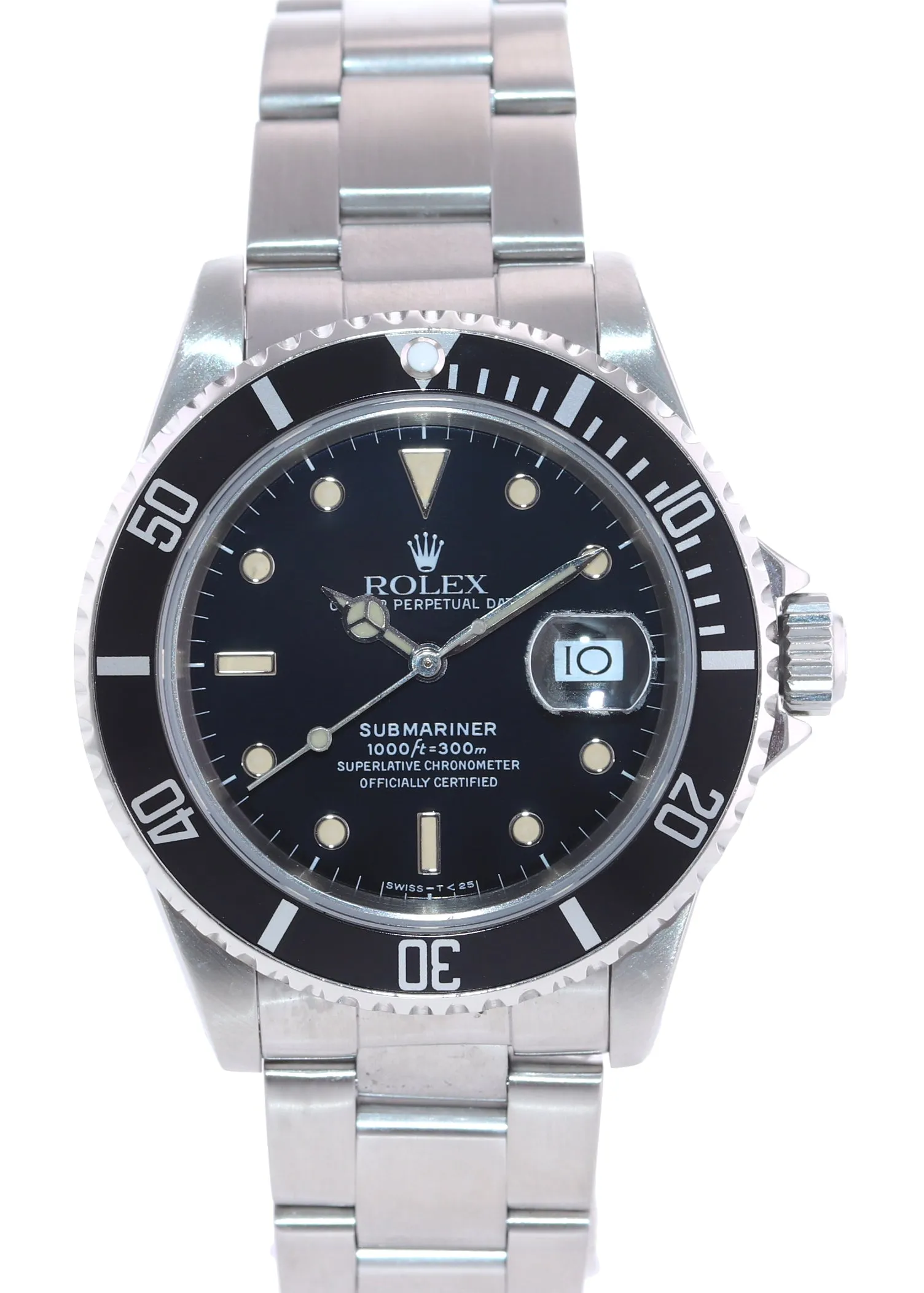 PAPERS & Serviced Rolex Submariner 16610 Steel Black Patina Dial 40mm Watch Box