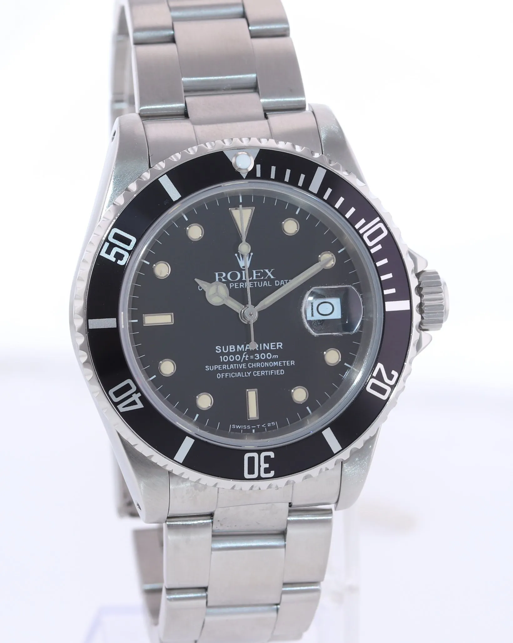 PAPERS & Serviced Rolex Submariner 16610 Steel Black Patina Dial 40mm Watch Box