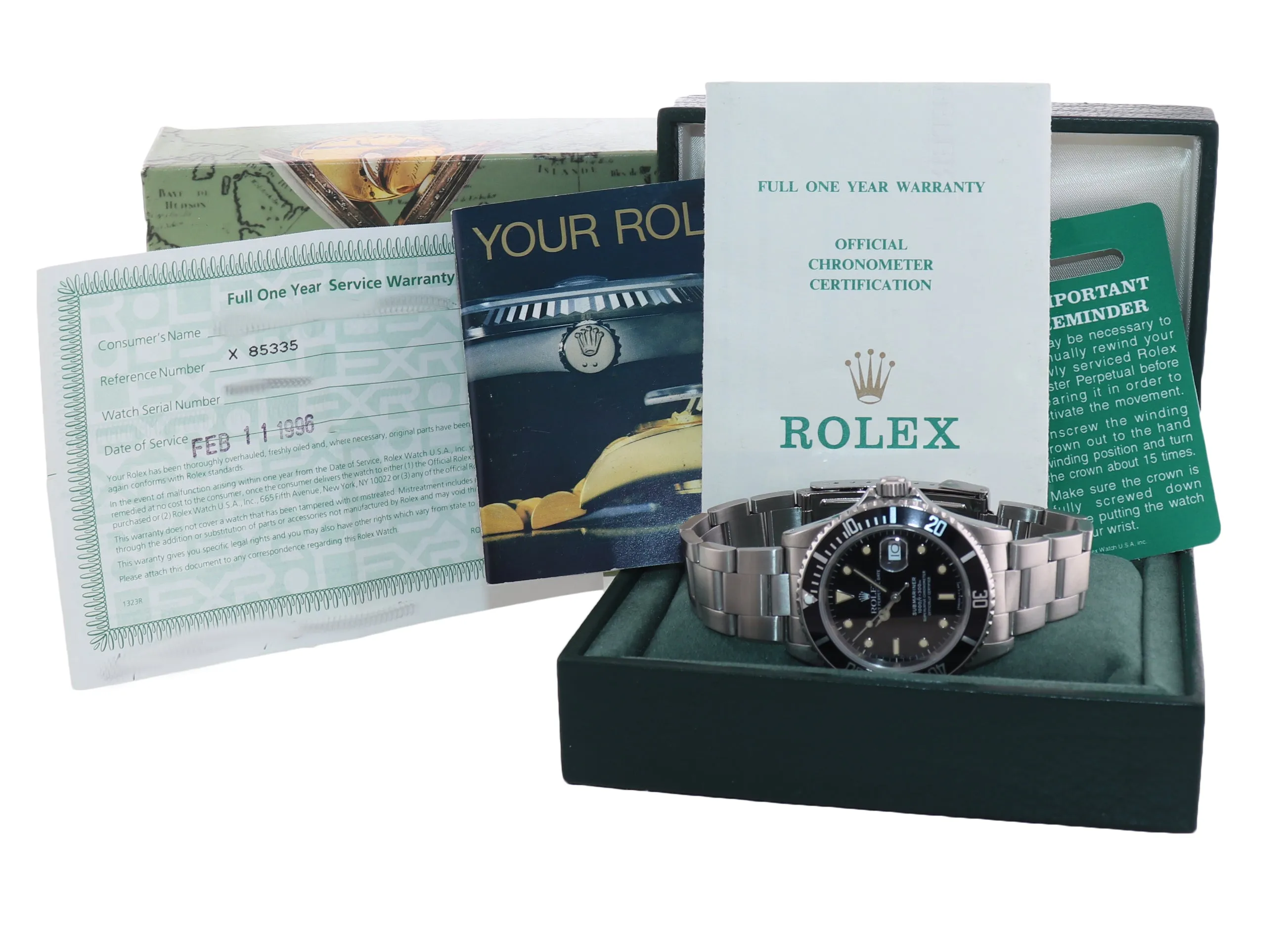 PAPERS & Serviced Rolex Submariner 16610 Steel Black Patina Dial 40mm Watch Box
