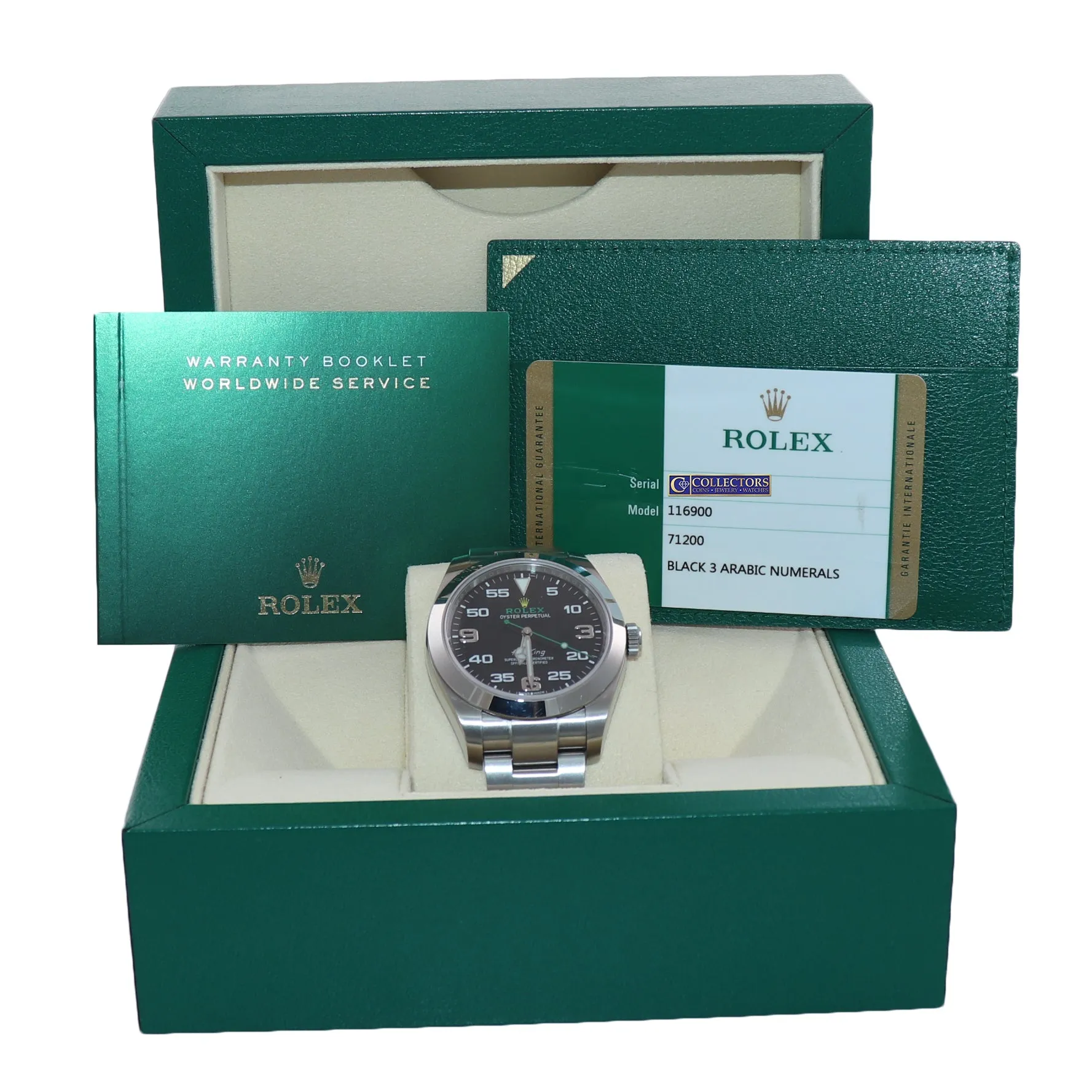 PAPERS MINT Rolex Air-King 116900 Green Arabic 40mm Steel Oyster Watch Box