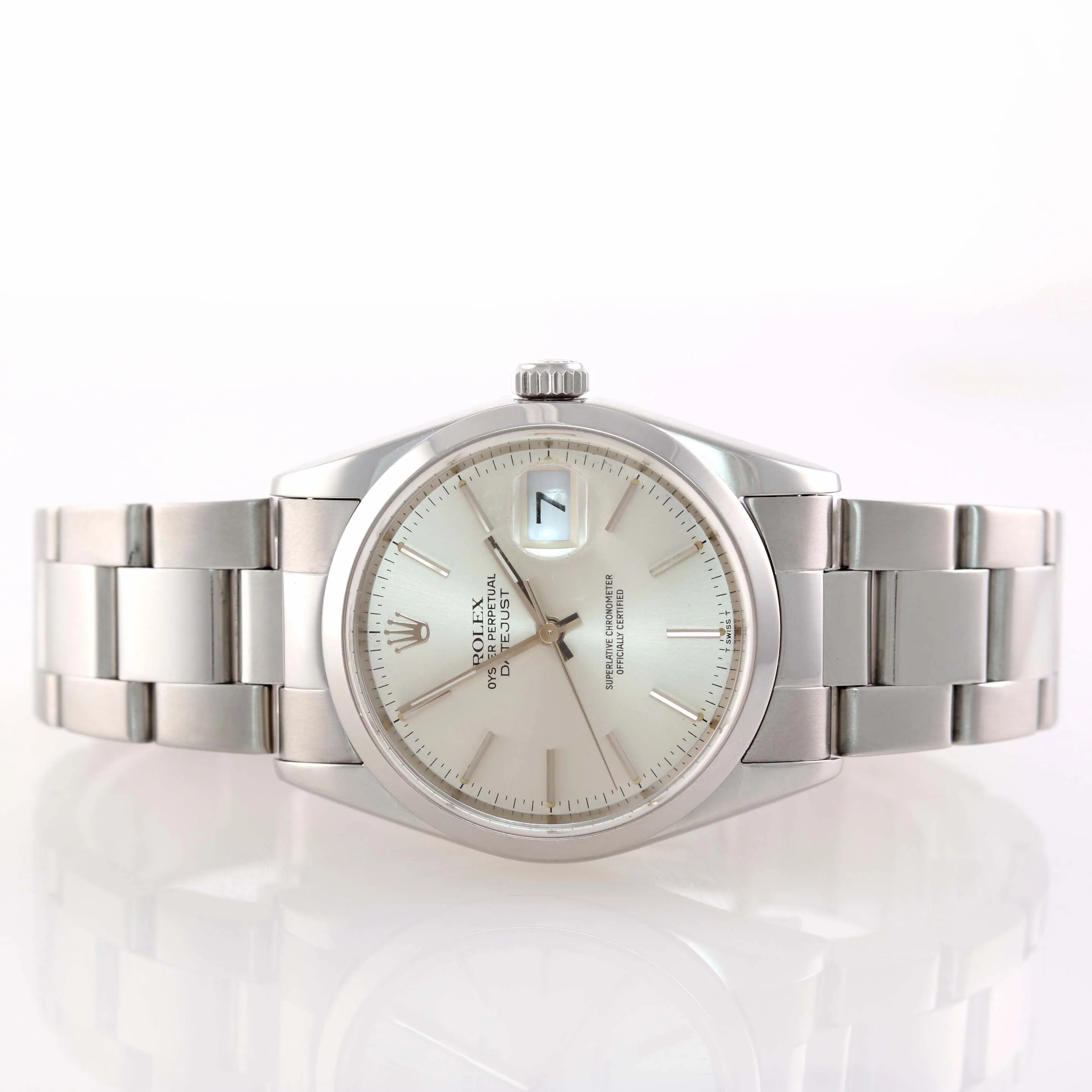 PAPERS Rolex DateJust 36mm 16200 Steel Silver Stick Dial Oyster Watch Box