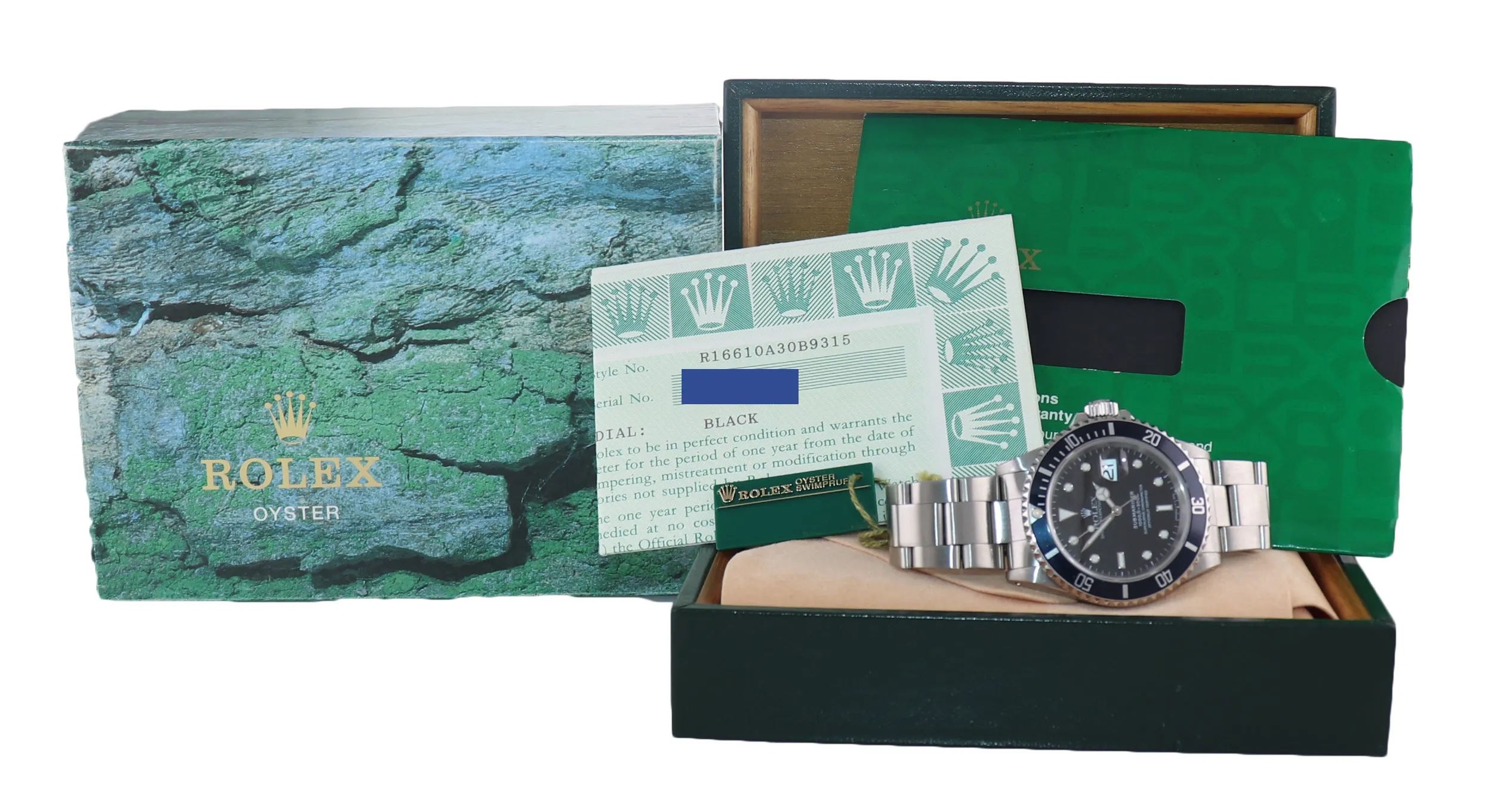 PAPERS Rolex Submariner 16610 40MM Steel Black Date pre ceramic 40mm Watch Box