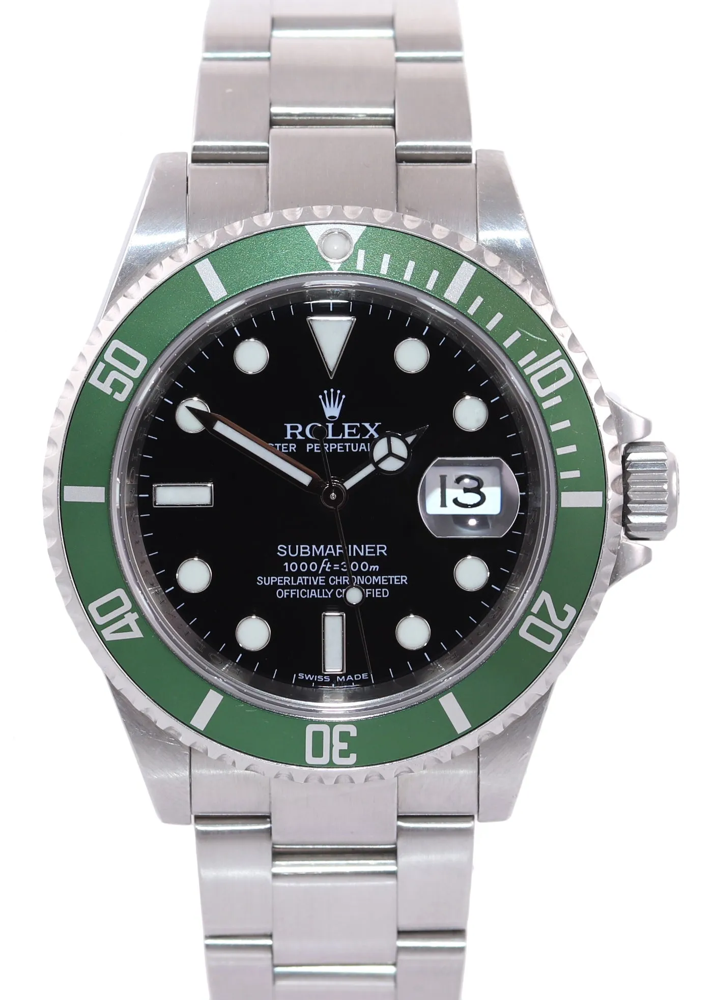 PAPERS UNPOLISHED 2008 Rolex Submariner Kermit Green Submariner 16610LV Watch