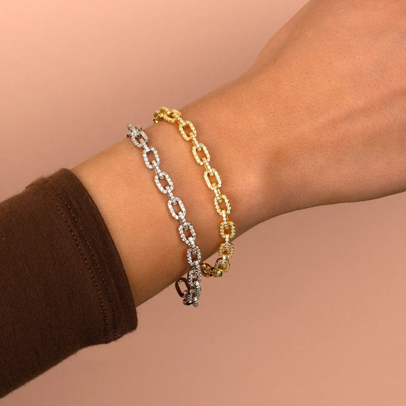 Pavé Box Link Chain Bracelet