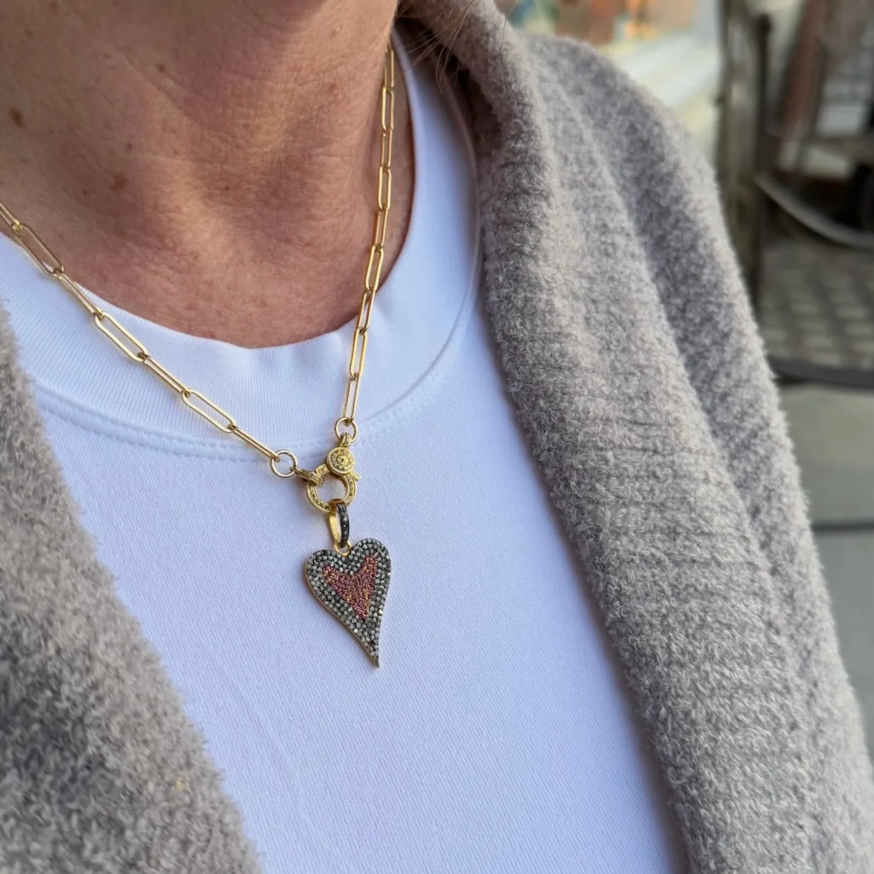Pavé Diamond and Ruby Heart Necklace – Timeless Sparkle with Deep Meaning