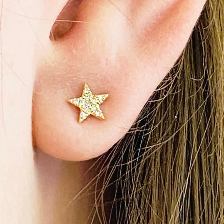 Pave Diamond Star Stud Earrings