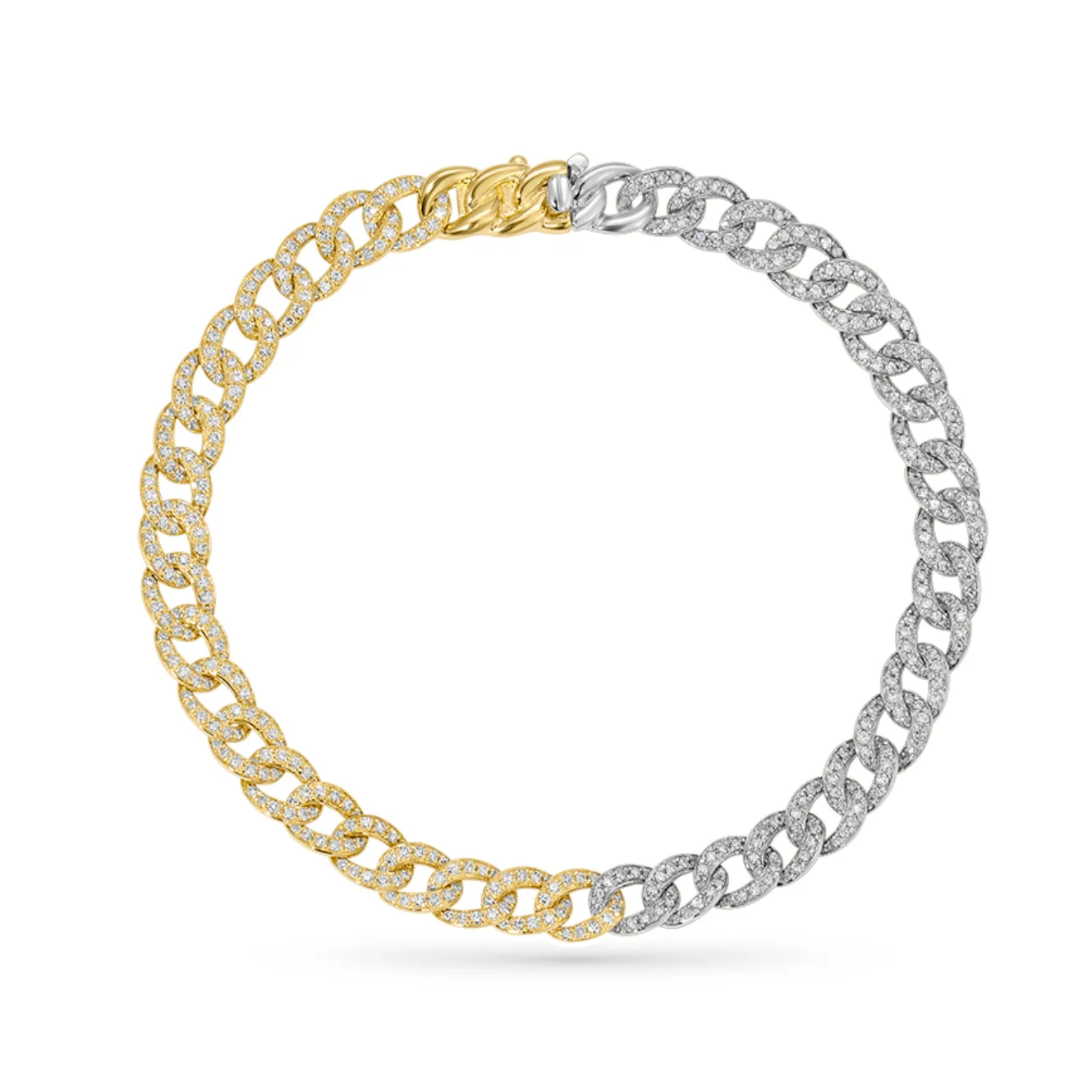 Pave Diamond Two Tone Bracelet