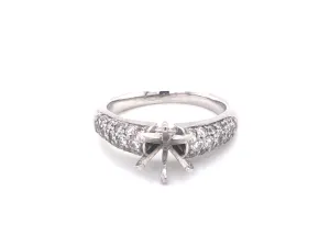 Pave Set Diamond Engagement Ring -14k White Gold, Semi-mount