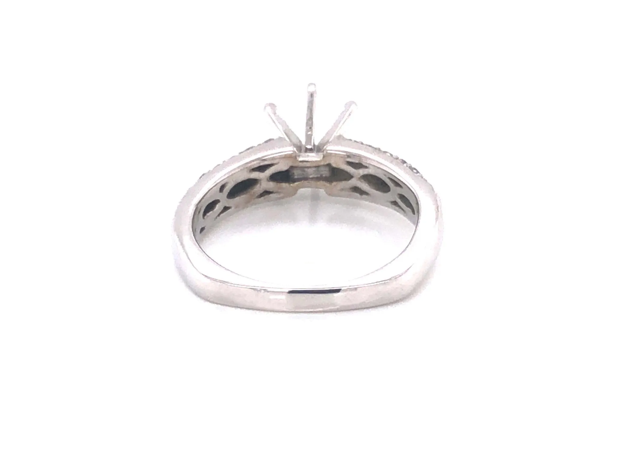 Pave Set Diamond Engagement Ring -14k White Gold, Semi-mount