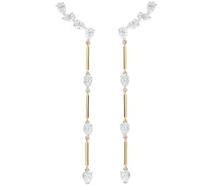 Pear Ear Climbers with Pear Diamond Drops