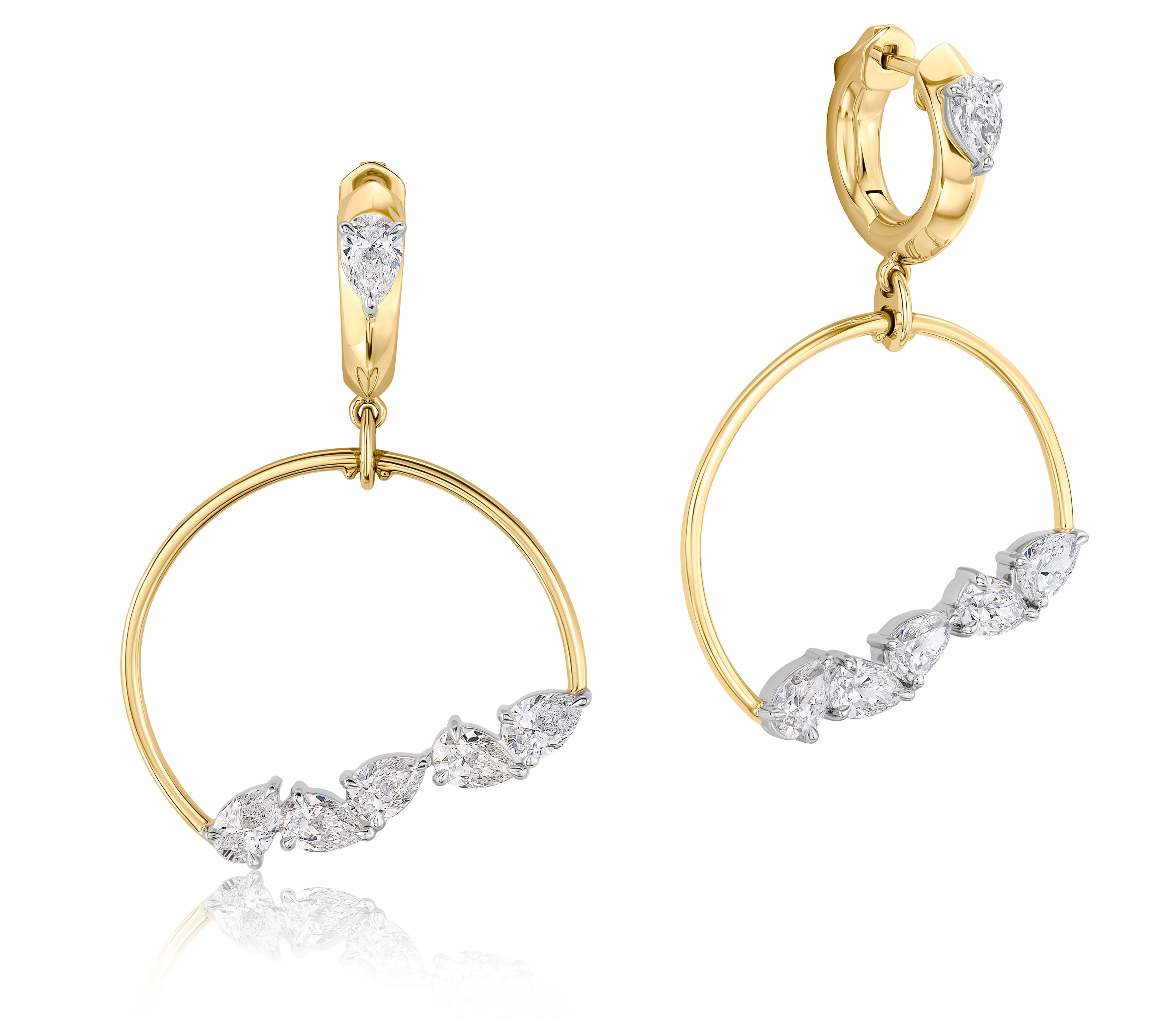 Pear Huggie Top Semi Hoop Earrings