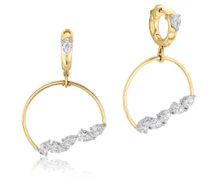 Pear Huggie Top Semi Hoop Earrings
