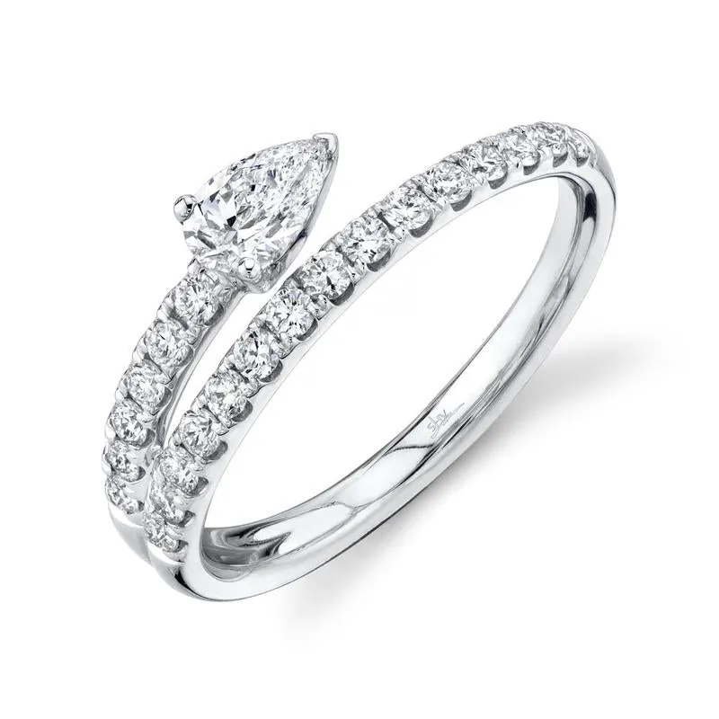 Pear Shape Diamond By-pass Ring
