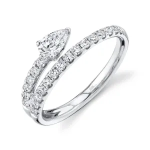 Pear Shape Diamond By-pass Ring