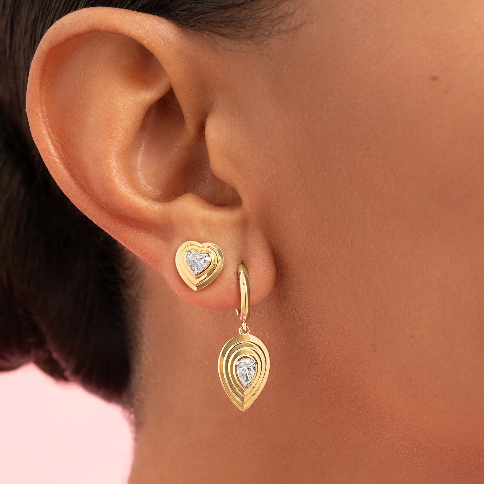 Pear Shape Diamond Layered Pear Huggies