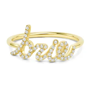 Personalized Diamond Script Name Ring