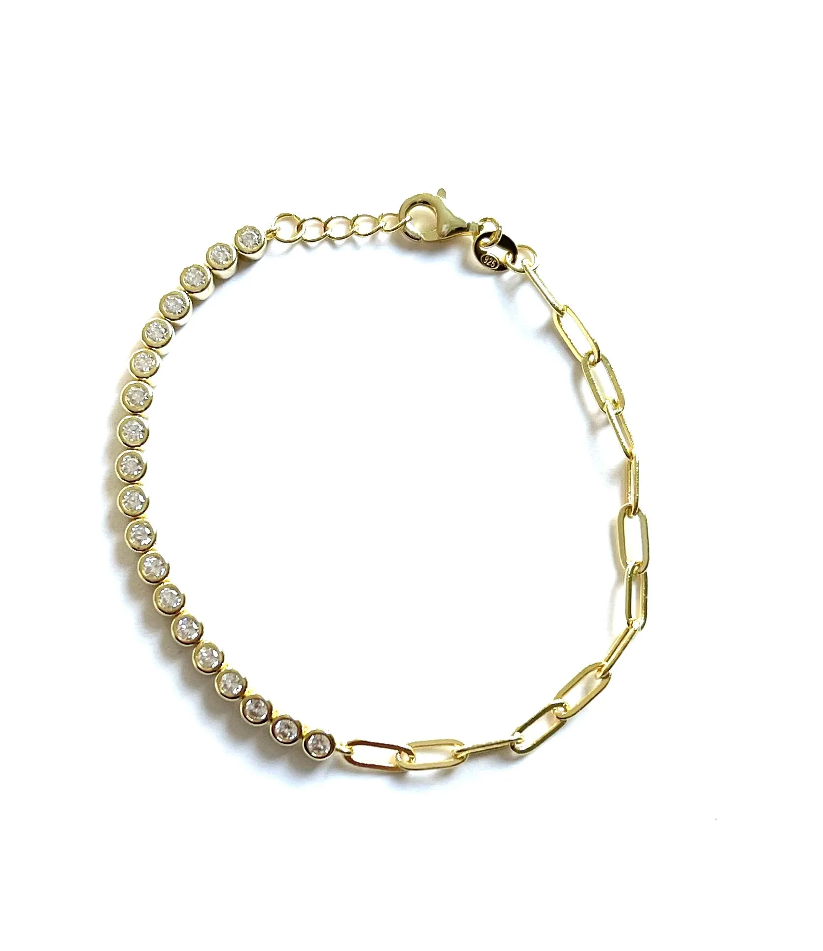 Peyton 1/2 Tennis 1/2 CZ Bezel Tennis Bracelet