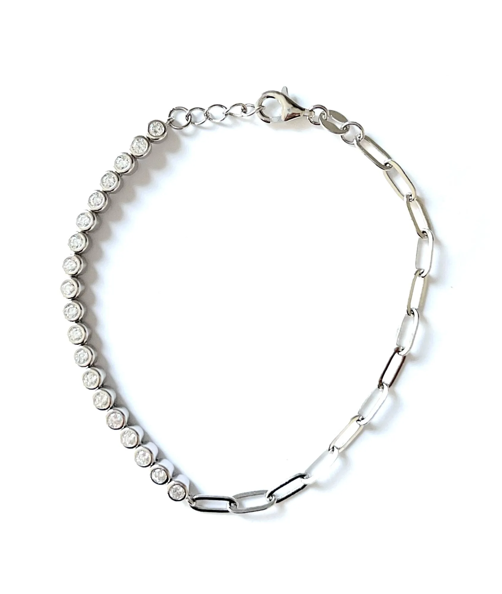 Peyton 1/2 Tennis 1/2 CZ Bezel Tennis Bracelet