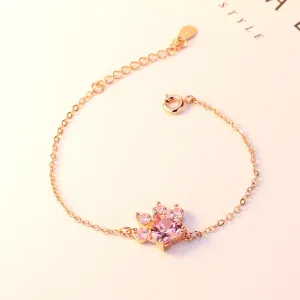 Pink Crystal & 18K Rose Gold-Plated Crystal Paw Print Charm Bracelet