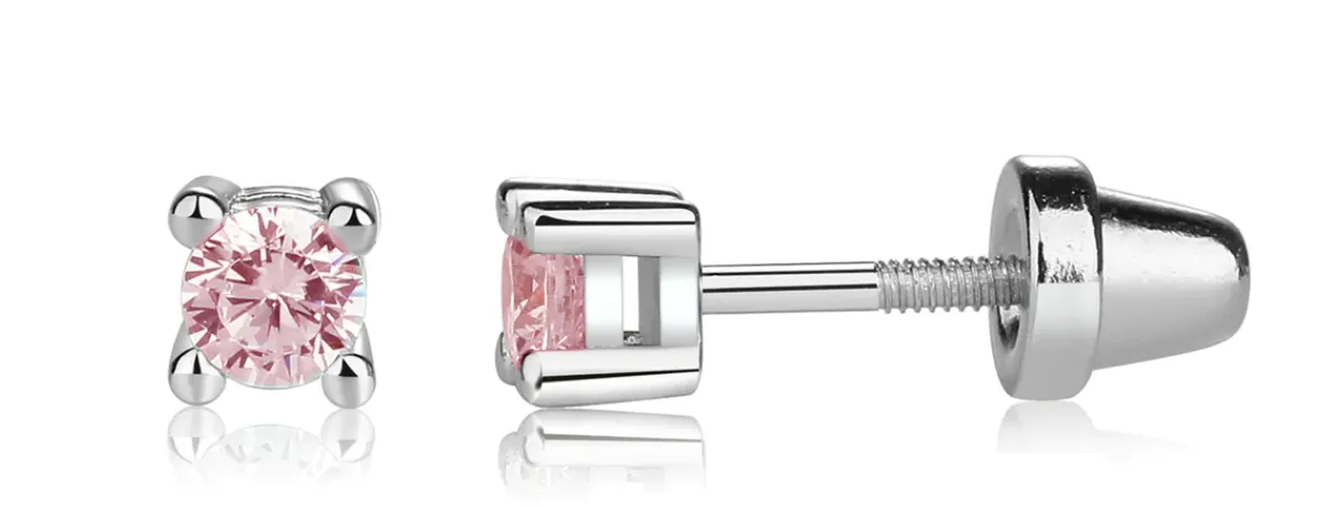 Pink CZ Stud Earrings