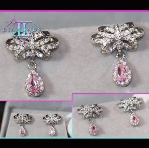 Pink Diamond Earrings | Classy Diamond Earrings | Womens Earrings | Dangle Earrings