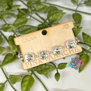 Pink Panache Silver Link Bracelet - Clear Stones