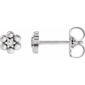 Platinum .03 CTW Natural Diamond Beaded Daisy Earrings