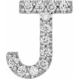 Platinum .05 CTW Natural Diamond Initial J Earring