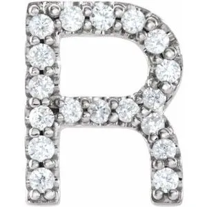 Platinum .06 CTW Natural Diamond Initial R Earring