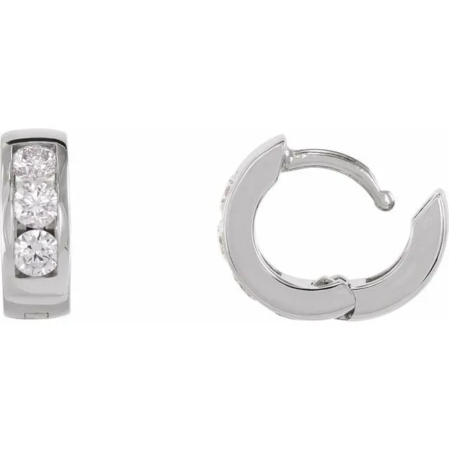 Platinum 10 mm 1/3 CTW Natural Diamond Hinged Hoop Earrings