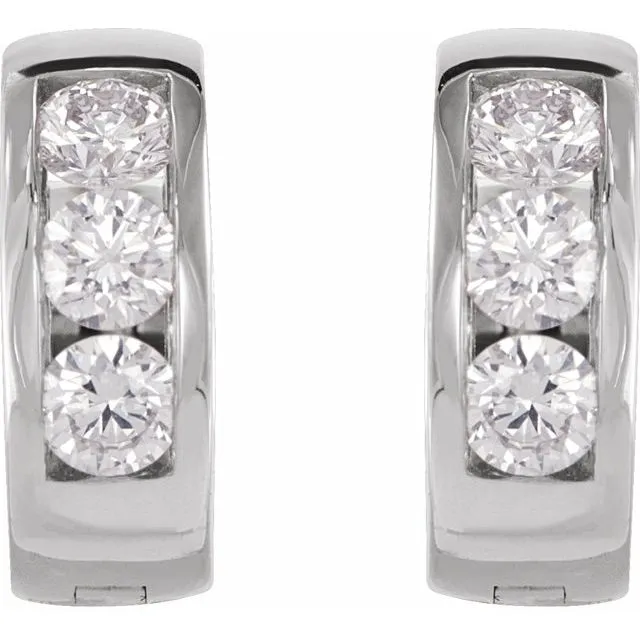 Platinum 10 mm 1/3 CTW Natural Diamond Hinged Hoop Earrings