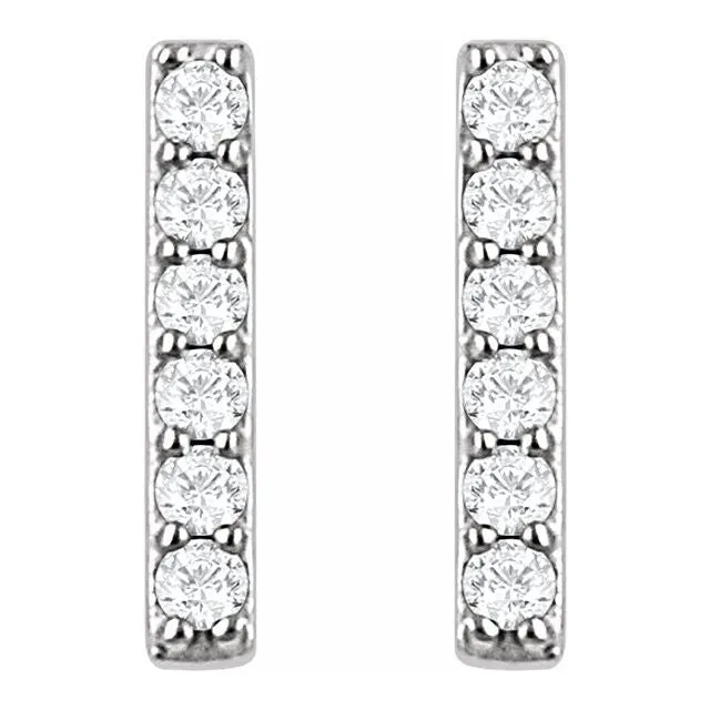 Platinum 1/10 CTW Diamond Bar Earrings