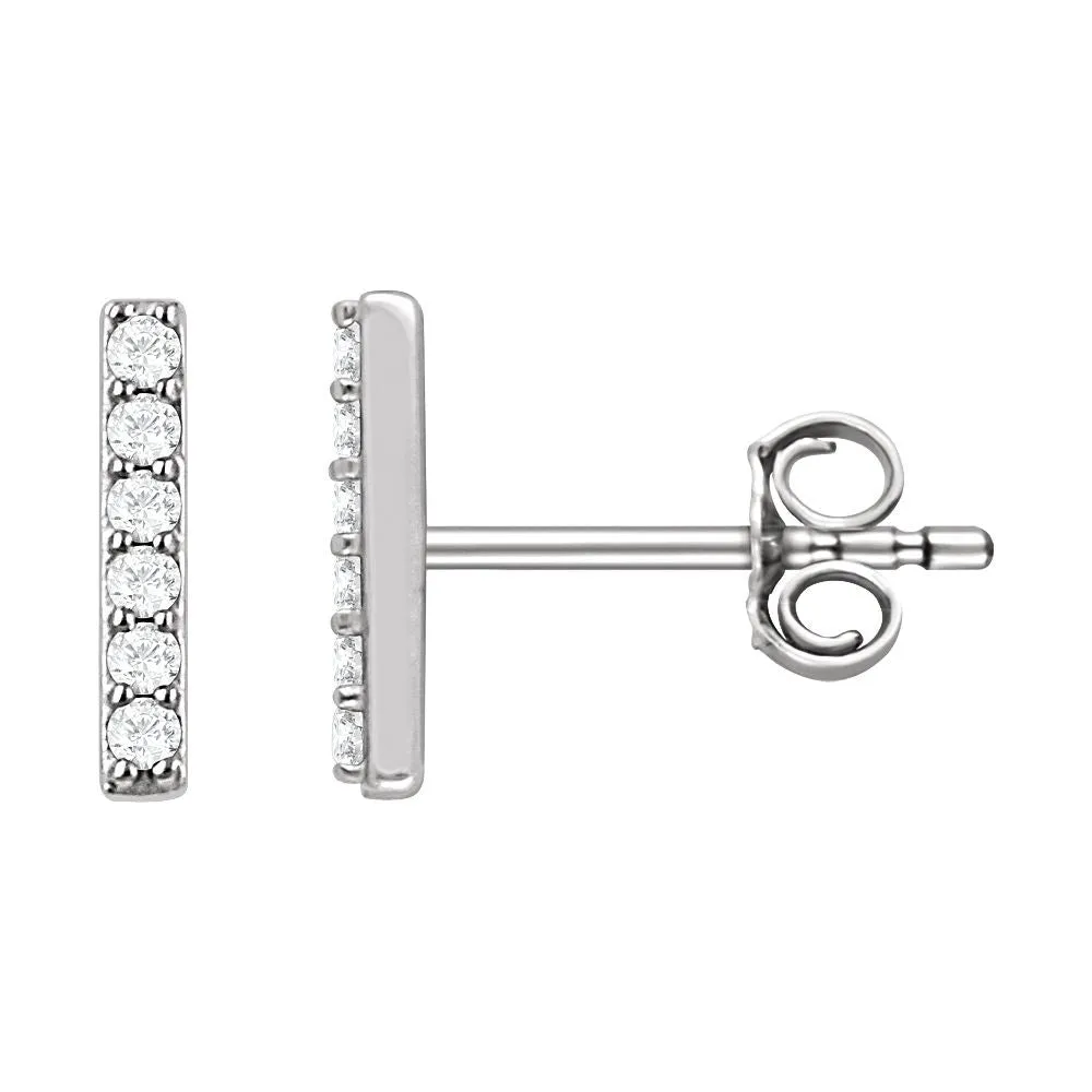 Platinum 1/10 CTW Diamond Vertical Bar Earrings