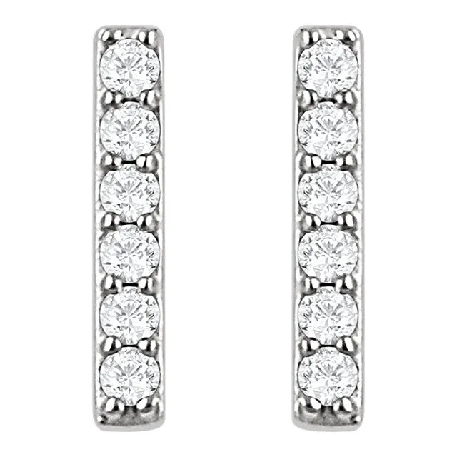 Platinum 1/10 CTW Diamond Vertical Bar Earrings