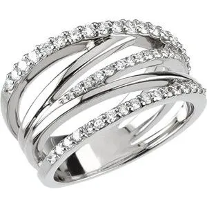Platinum 1/2 CTW Diamond Criss Cross Ring