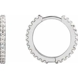 Platinum 1/2 CTW Natural Diamond 16 mm Hoop Earrings