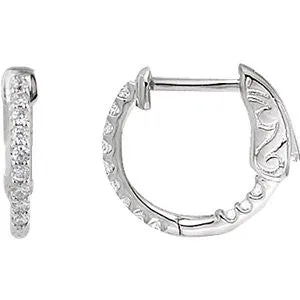 Platinum 1/4 CTW Diamond Inside/Outside Hoop Earrings