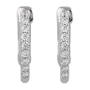 Platinum 1/4 CTW Diamond Inside/Outside Hoop Earrings
