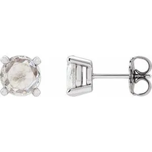 Platinum 1/4 CTW Rose-Cut Natural Diamond Stud Earrings