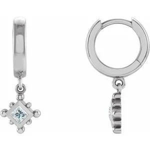 Platinum 1/5 CT Natural Diamond Beaded Bezel-Set Hoop Earrings