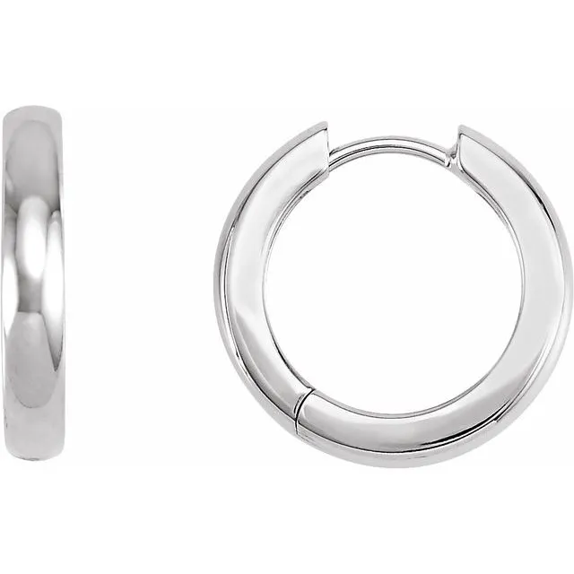 Platinum 17.5 mm Hinged Huggie Hoop Earrings