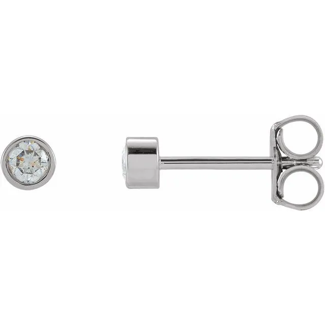 Platinum 1/8 CTW Natural Diamond Micro Bezel-Set Earrings
