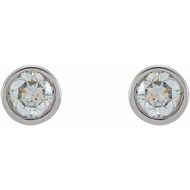 Platinum 1/8 CTW Natural Diamond Micro Bezel-Set Earrings
