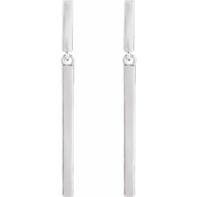 Platinum 25.9x1.8 mm Articulated Bar Earrings