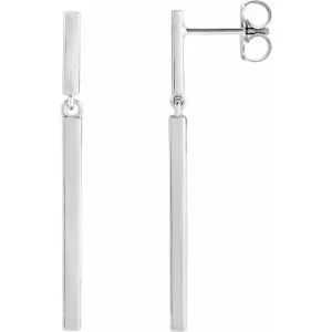 Platinum 25.9x1.8 mm Articulated Bar Earrings
