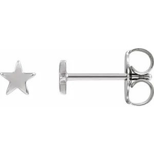 Platinum 4 mm Star Friction Post & Back Earrings
