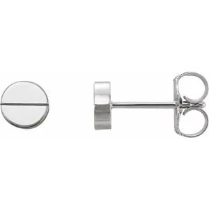 Platinum 4.9 mm Geometric Friction Closure Earrings