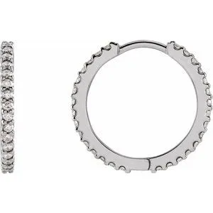 Platinum 5/8 CTW Natural Diamond 18 mm Hoop Earrings