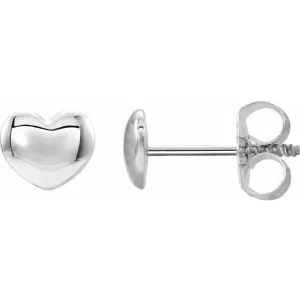 Platinum 5.9x5.4 mm Youth Puffed Heart Earrings
