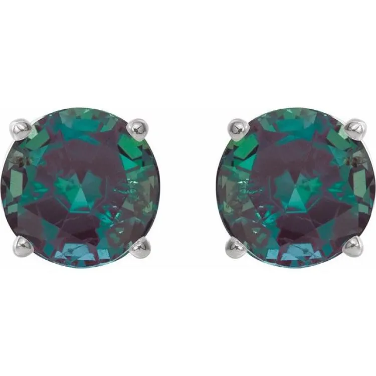 Platinum 6 mm Lab-Grown Alexandrite Stud Earrings